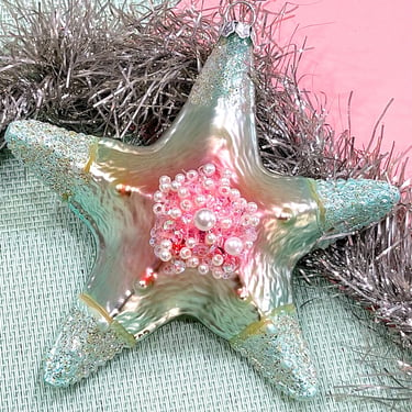 VINTAGE: Glass Starfish Ornament - Holiday Ornament - Lake House, Ocean, Nautical, Sea 