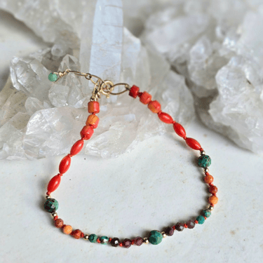 James + Jezebelle | Turquoise + Ruby + Coral Knotted Bracelet