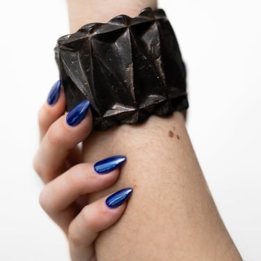 Metallic Brushed Vegan Ebony Baroque Cuff