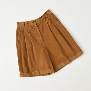 vintage corduroy high waist shorts, rust brown 