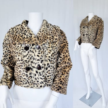 1960's Faux Fur Leopard Print Jacket I Coat I Sz Med I A Winter Product 
