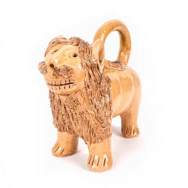 Vintage Signed Westmoore Pottery Lion Sculpture, Signed Ceramic Handmade Lion Sculpture Dated 2009 