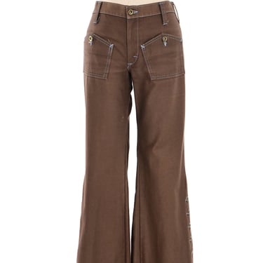 1970's Brown Contrast Stitch Flares