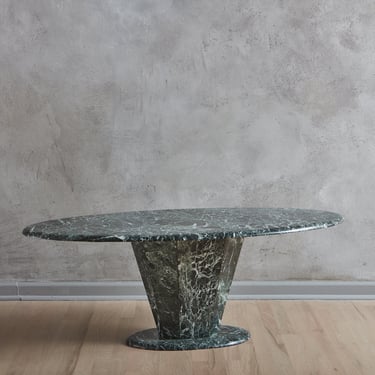 Verde Marble Coffee Table with Tapered Pedestal Base, 20th Century