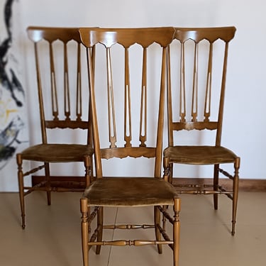 1 of 3 Vintage Chiavari High back chairs / Italy / 50s / A. Gatti) / Chiavarina / wooden chairs 