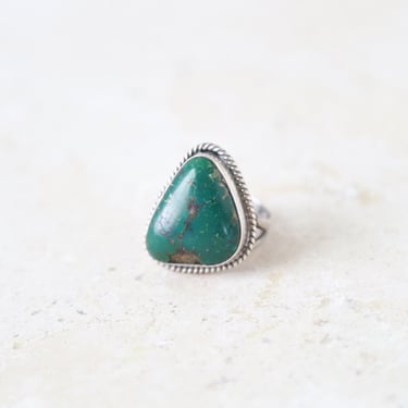 Old Pawn sterling silver green Turquoise Ring Size 7 1/2 