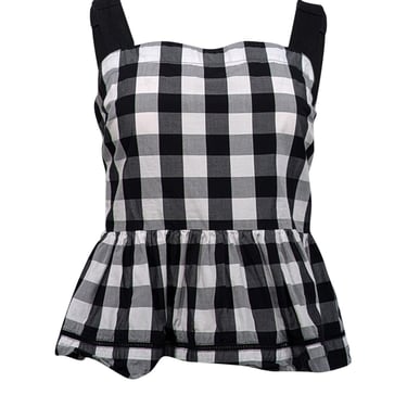 Kate Spade - Black & White Gingham Peplum Tank Top Sz 6