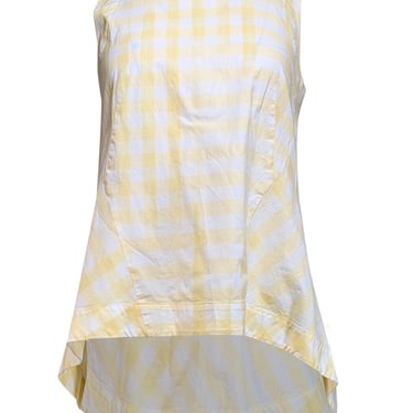 Lafayette 148 - Pale Yellow & White Gingham Cotton High-Low Tank Sz 4