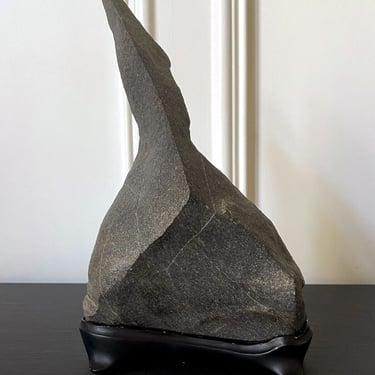 Abstract Scholar Rock Viewing Stone on Wood Stand