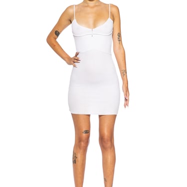 DOUBLE LAYER LOW BACK TANK DRESS IN WHITE RIB