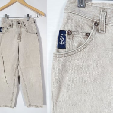 Vintage 90s Kids Lee Made In USA Khaki Stonewash All Cotton Denim Tapered Leg Jeans Size 8 Slim 