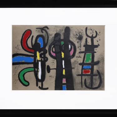 Joan Miro, Cartones 18: Personnage et Oiseau, Lithograph 