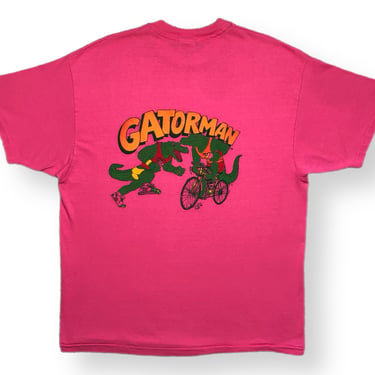 Vintage 80s/90s Gatorman Triathlon California Double Sided Alligator Graphic T-Shirt Size XL 