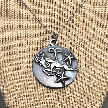 Margot de Taxco ~ Vintage Sterling Silver Zodiac Pendant Necklace Aries The Ram 