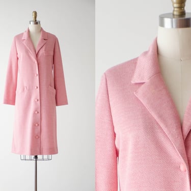 pastel pink jacket | 60s 70s vintage blush pink white striped cute cottagecore long lightweight coat 