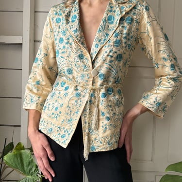30s Embroidered Silk Jacket | S-M