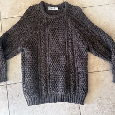 44 McKKENNAS Irish Wool Chunky Sweater Pullover Brown 100% Pure Wool IRELAND Vintage Fishermans 