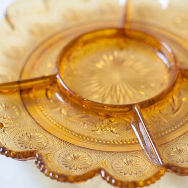 Vintage Amber Glass Serving Plate 