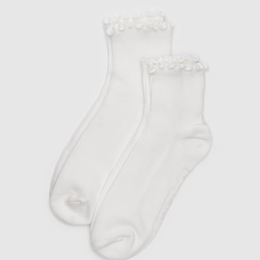 Lettuce Edge Sock Set of 2 in White