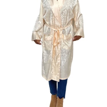 1980S Cream Silk Jacquard Robe 