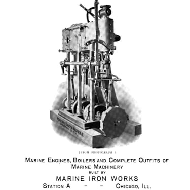 Antique MARINE IRON WORKS Vacuum Engine STEAM GAUGE  Indicator Chicago IL