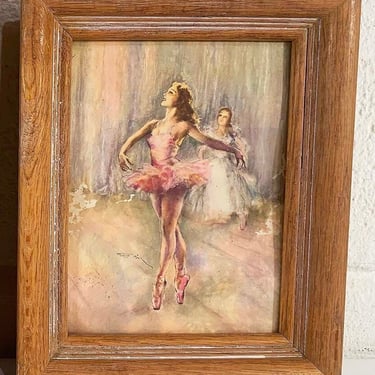 Vintage Pal Fried Ballet Dancer Framed Art Print Pink Tutu Pair Nursery Child's Kid's Room Artwork 1950s 