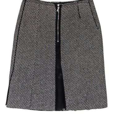 Prada - Black & Cream Blend Zipper Front Skirt Sz 12