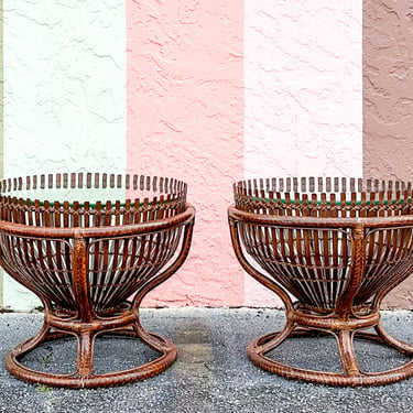 Pair of Island Chic Bamboo Side Tables