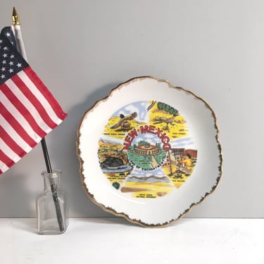 New Mexico souvenir state plate - 1980s vintage decorative road trip treasure 