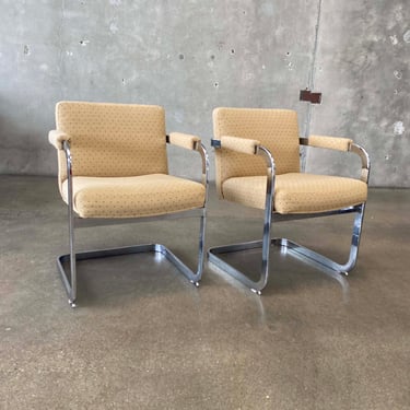 Pair of Milo Baughman Chrome Arm Chairs #3