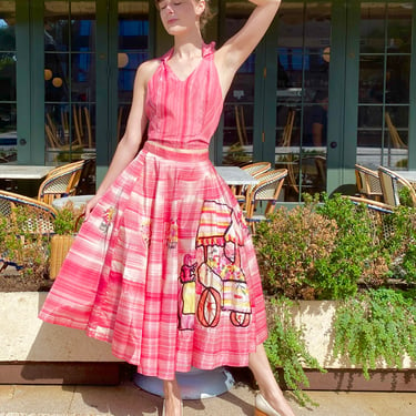 Roman Holiday Pink 1950's Patio Circle Skirt Set