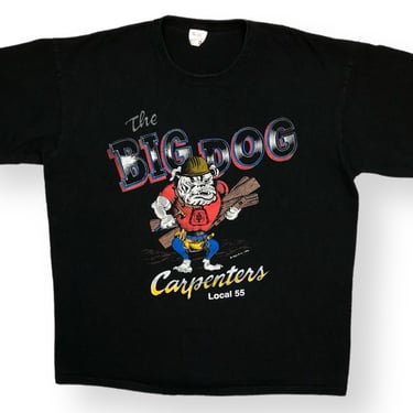 Vintage 90s The Big Dog Carpenters Made in USA Graphic Union Style T-Shirt Size XL 