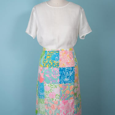 RARE 1960s Lilly Pulitzer Patchwork A-Line Skirt 