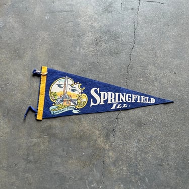 Vintage Lincoln’s Tomb Springfield, IL Felt Souvenir Pennant 