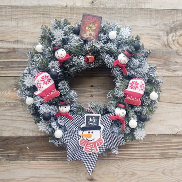 20" Handmade Holiday Christmas Holiday Winter Wreath "Let it Snow" 