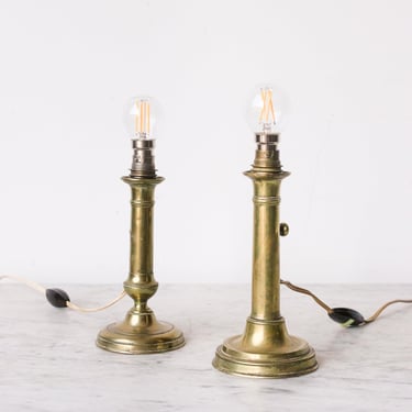 Pair of Brass Candlestick Lamps