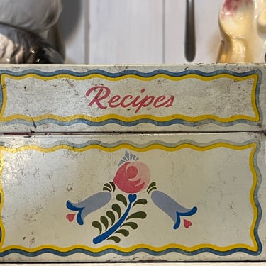 vintage recipe box and recipes boho flower index card storage container box 