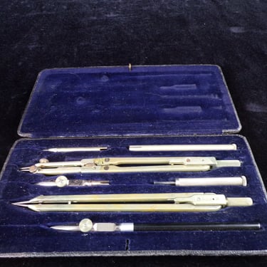 ws/Vintage Pracision E.O. Richter &amp; Co Mechanical Drafting Set, Complete, with Case