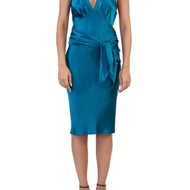 Morphew Collection Lyons Blue Silk Charmeuse Sagittarius Dress 