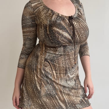 Italian Vintage - Brown Pattern Mini Dress (XL)