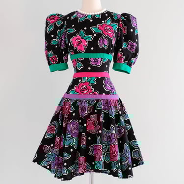 Vintage 1980's Peek-a-Boo Party Dress by Leslie Lucks / S