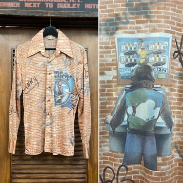 Vintage 1970’s “Nik Nik” Pop Art Pinball Wizard Polyester Disco Rock’ n’ Roll Shirt, 70’s Disco Shirt, Garage Rock Shirt, Vintage Clothing 