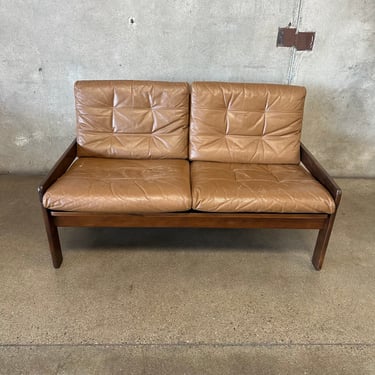 Brazilian Rosewood &amp; Leather Loveseat by OCA