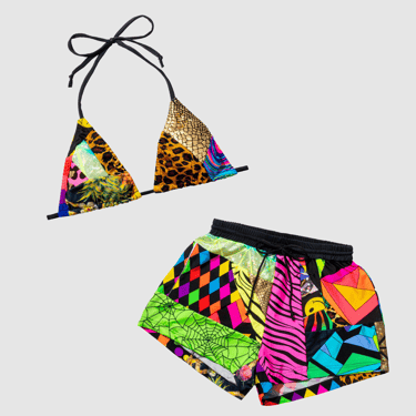 the 'mixed print' swim short set (top and bottom)