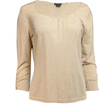 Lafayette 148 - Pale Gold Metallic Long Sleeve Blouse Sz L