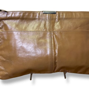Vintage Leather Clutch Purse Large Beige Envelope Purse 