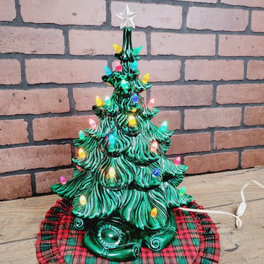 Vintage 16" Atlantic Mold Musical Ceramic Christmas Tree 