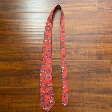 Vintage 1970’s Red Zodiac Print Tie 