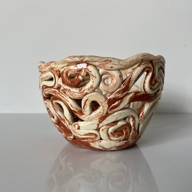 Vintage Organic Art Coil Pottery Bowl 