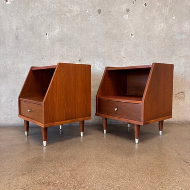 Pair of Vintage Mid Century Modern Night Stands in Walnut by B.P. John